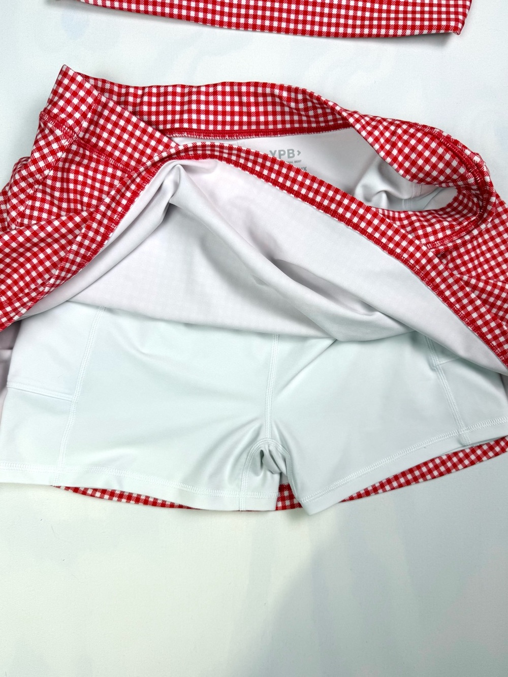 Abercrombie YPB sculptLUX Red Gingham Cropped Tank & Tennis Skort Set Large - Picture 7 of 13